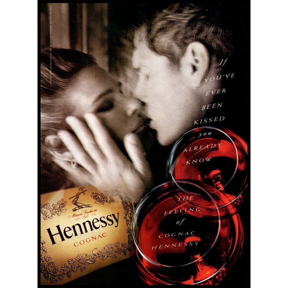 1997 Hennessy Cognac Vintage Print Ad Romance Kissing Wall Art Photo